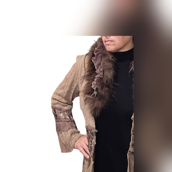 Aris A faux fur sweater with waist embellishments. (Magnolia Peal vibe) Small - Picture 5 of 8